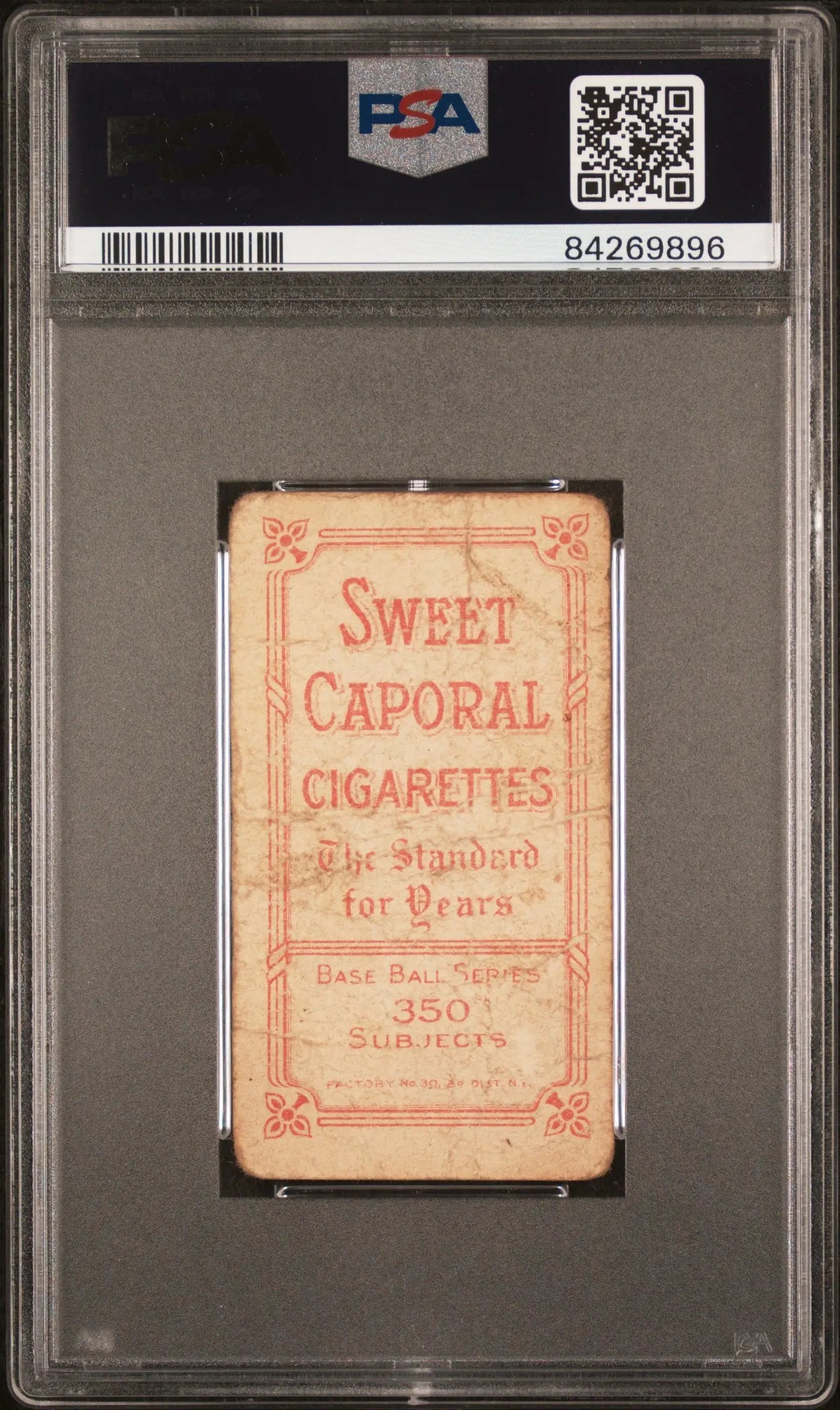 Vintage Jake Thielman T206 Sweet Caporal cigarette card in PSA 1 holder