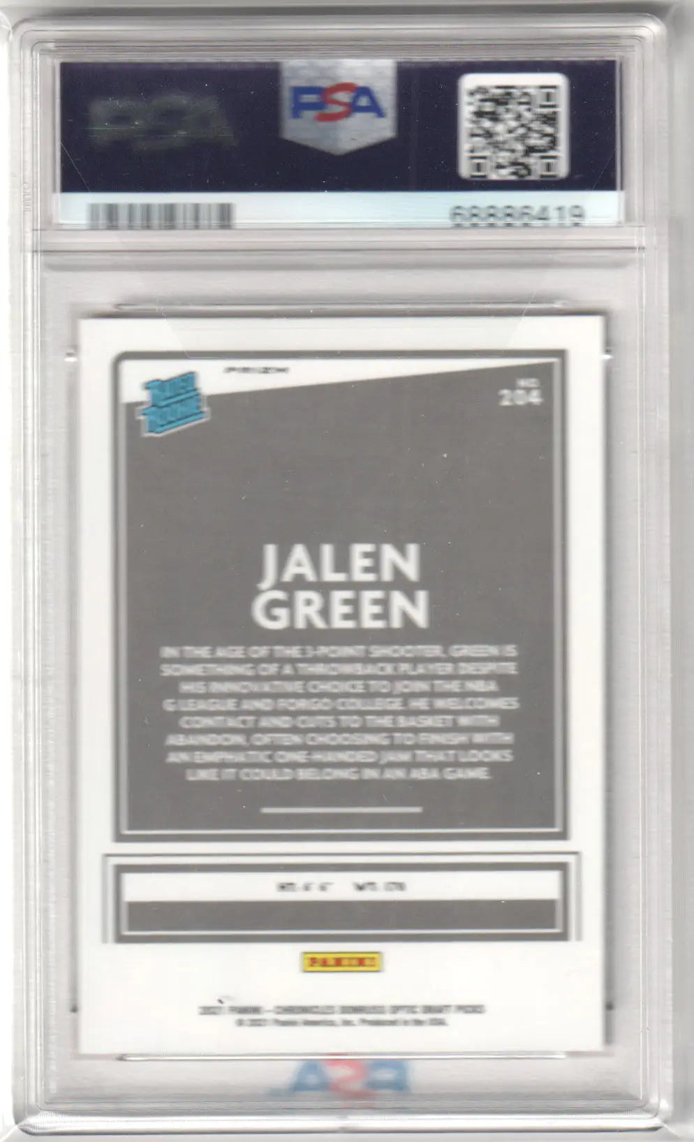 Graded Jalen Green basketball card from Panini Chronicles Draft showing PSA 9 MINT value