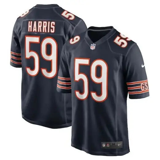 Navy blue Jalen Harris Chicago Bears Nike Team Game Jersey on display
