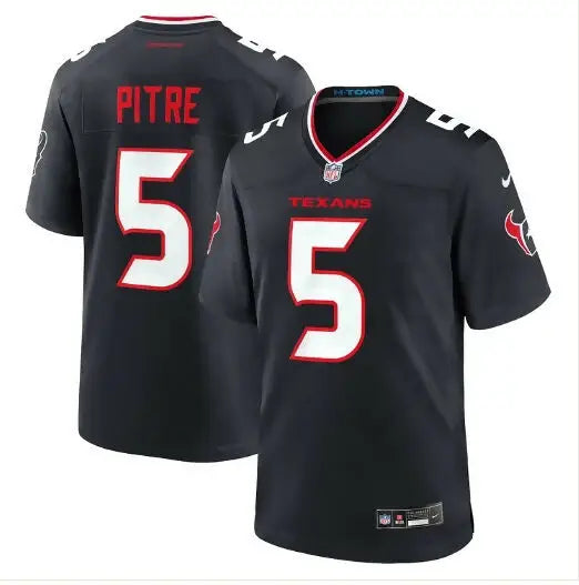 Black Houston Texans Jalen Pitre Navy Nike Game Jersey front view