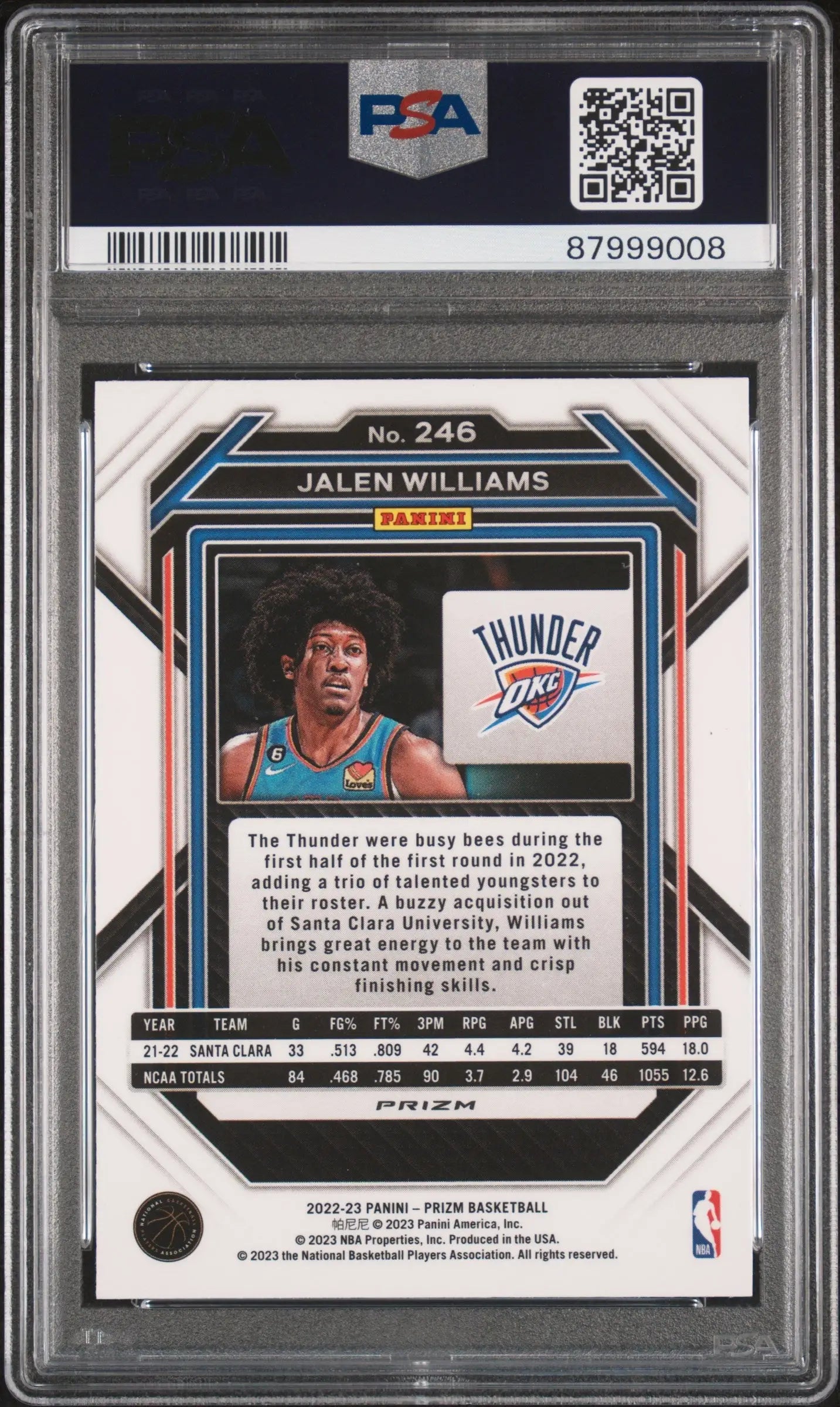 Graded Jalen Williams Panini Prizm Red Ice trading card PSA 10 Gem Mint