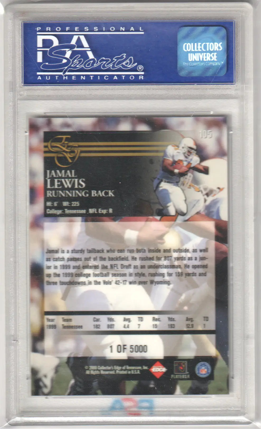 Graded Jamal Lewis football card from Columbia Hobby, Edge Graded, Uncirculated PSA 10