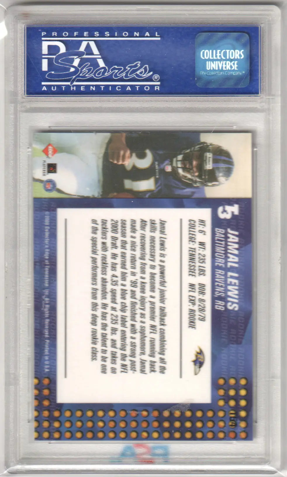 Graded Jamal Lewis football card Columbia Hobby Edge T3 Retail PSA 10