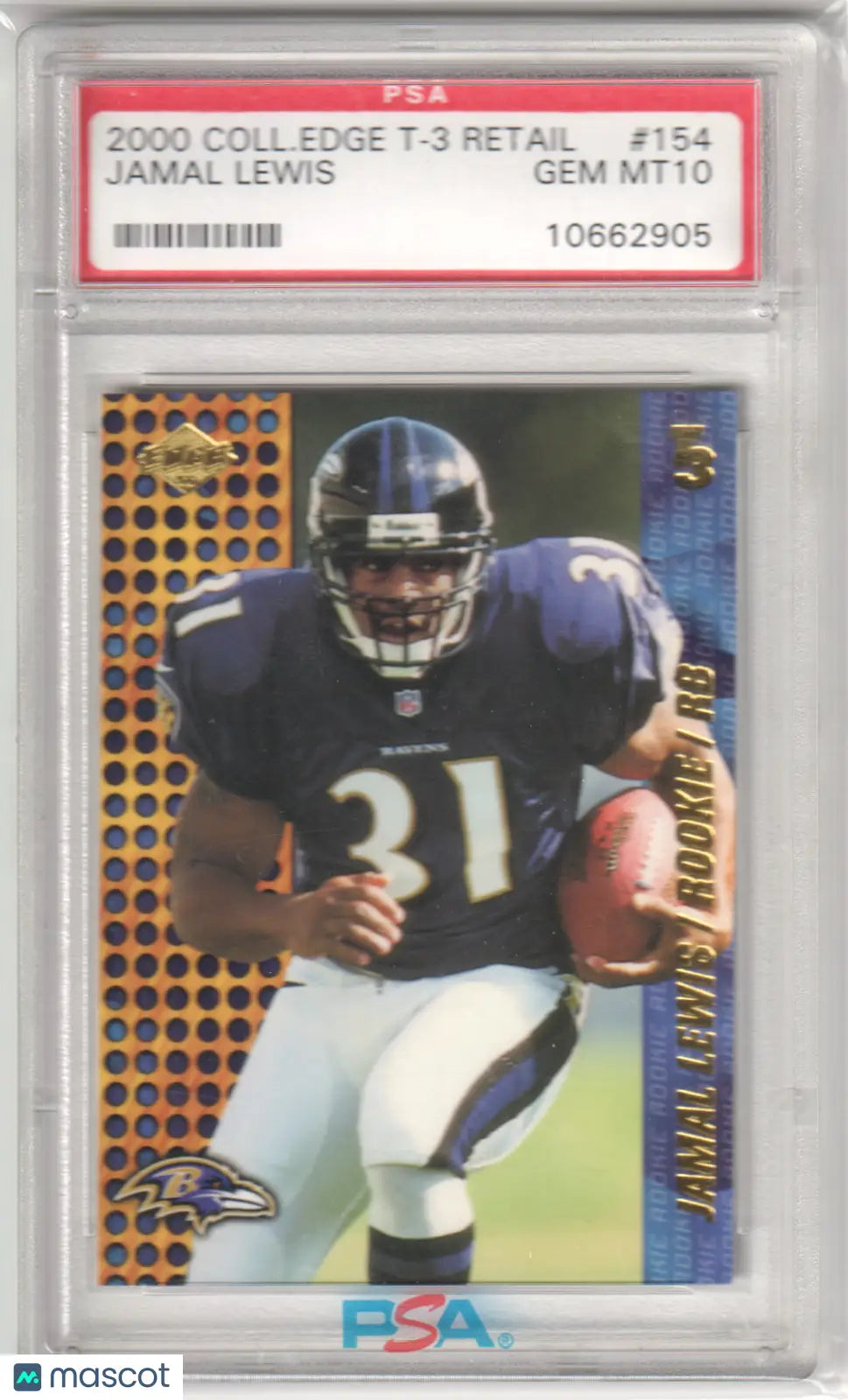 Graded Jamal Lewis rookie card from Edge T3 Retail, Columbia Hobby PSA 10