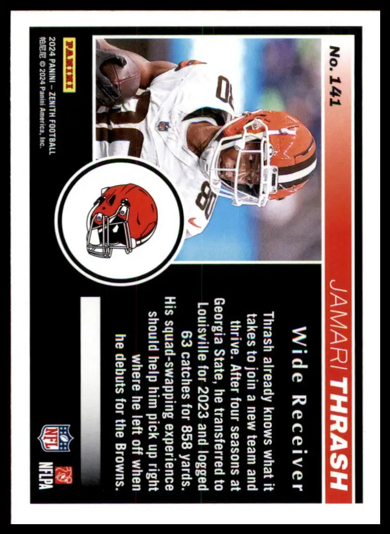 Football trading card of Jamari Thrash from Panini Zenith Rookie 2024 Cleveland Browns