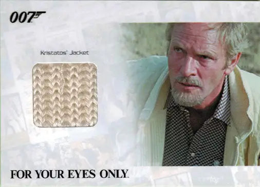 Trading card featuring James Bond character with Knitwear Jacket fabric swatch