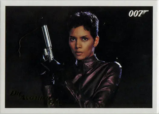 Woman in dark clothing with handgun in James Bond Archives 2017 Gold Foil Trading Card