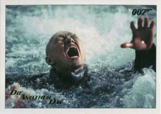 Person struggling in turbulent water with outstretched hand on Gold Foil trading card