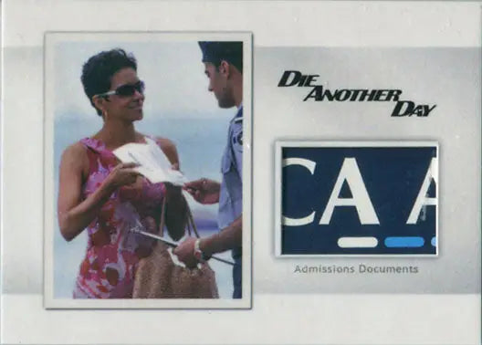 James Bond memorabilia card with scene photo and prop from Die Another Day film