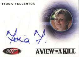 Autographed Fiona Fullerton Pola Ivanova Autograph Card with blue background portrait
