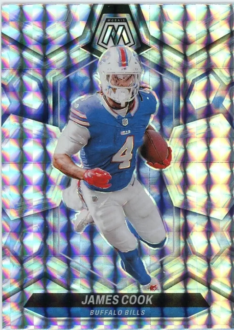 James Cook Buffalo Bills football card from 2024 Panini Mosaic series