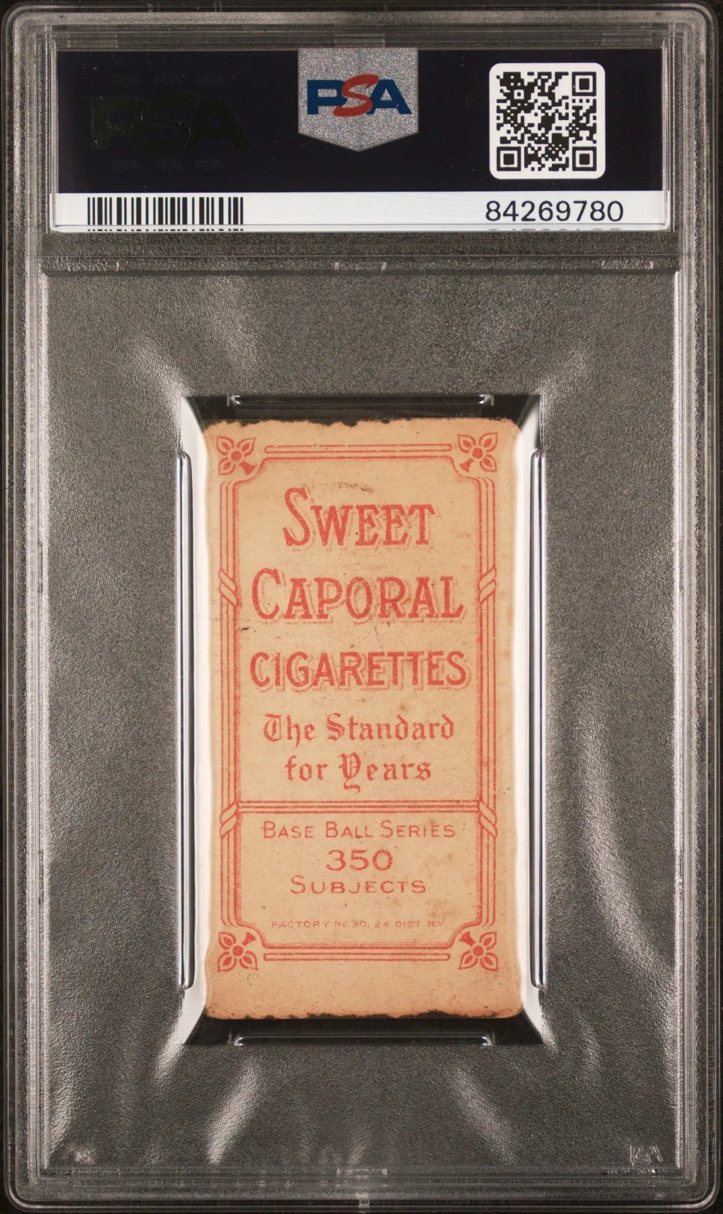 PSA-graded Jap Barbeau 1909-11 T206 Sweet Caporal 350/30 card in protective case
