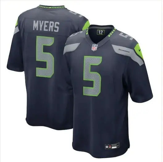 Dark blue Seattle Seahawks Jason Myers Nike Game Jersey with MYERS 5 on back
