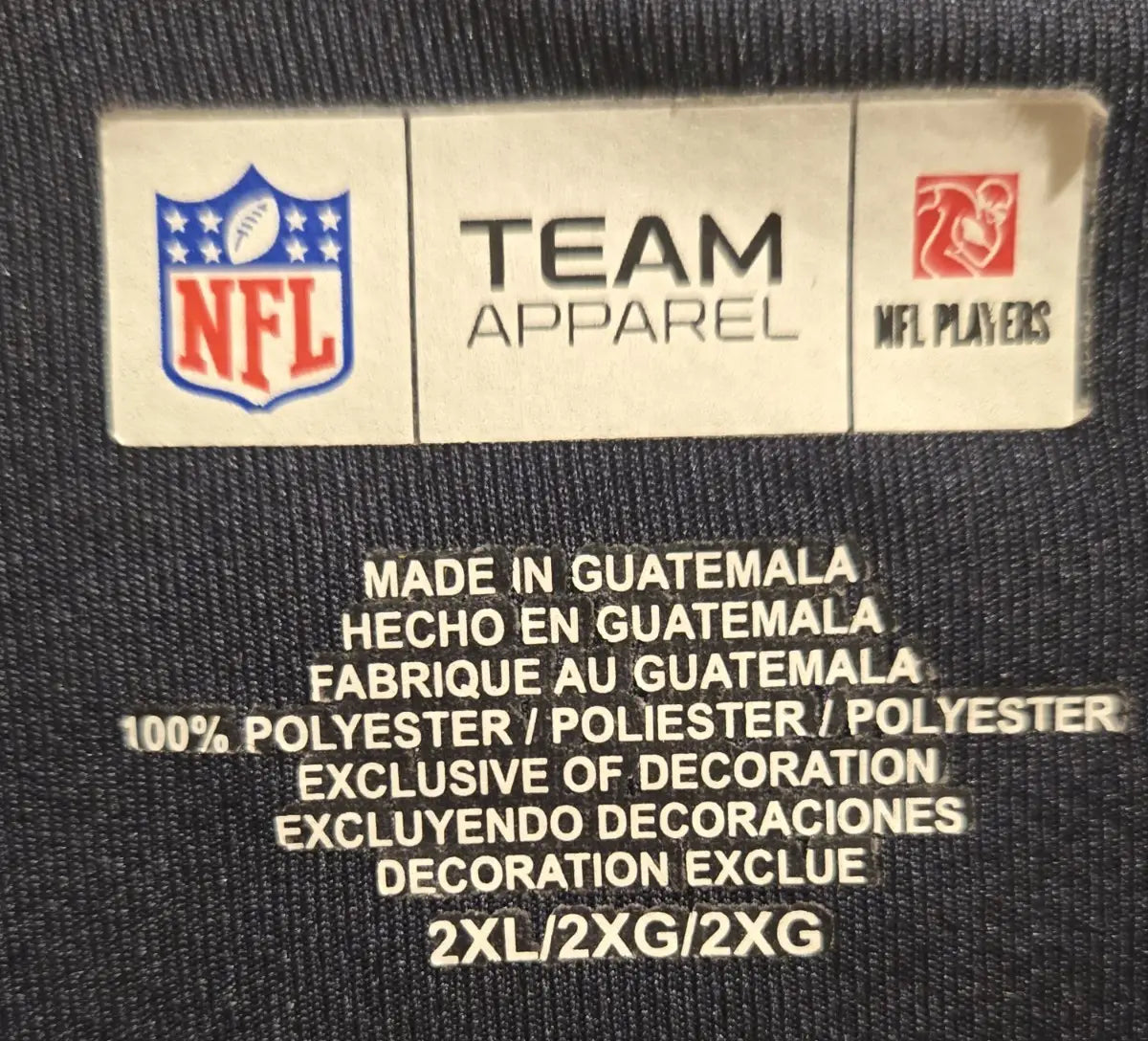 Clothing tag on Jay Cutler Chicago Bears jersey 2XL NFL NFC navy blue pre-owned