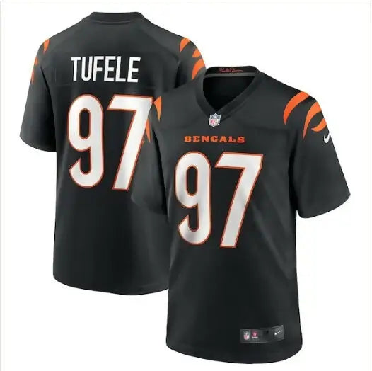 Black Cincinnati Bengals Jay Tufele Nike Game Player Jersey front view