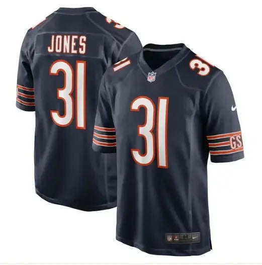 Dark blue Jaylon Jones Chicago Bears Nike Game Player Jersey with number 31 and name on back
