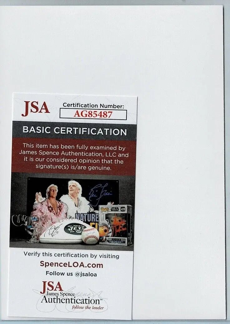 JSA authentication card for Jeff Bagwell Autographed Houston Astros Team Issue Photo