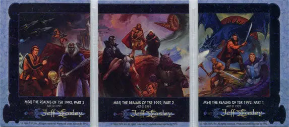 Three collectible trading cards of Star Wars scenes from Jeff Easley Fantasy Art