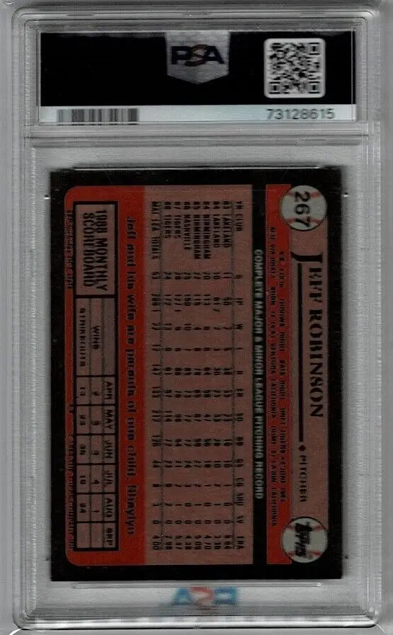 Jeff Robinson Signed 1989 Topps #267 Detroit Tigers Auto PSA/DNA 8 graded baseball card