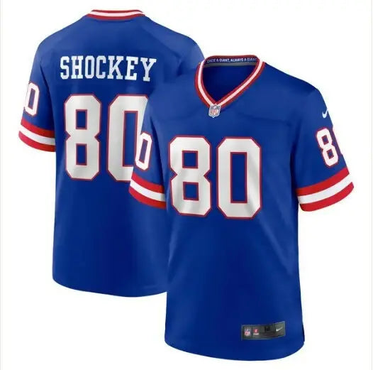 Blue Jeremy Shockey New York Giants Nike classic jersey with SHOCKEY and 80 printed