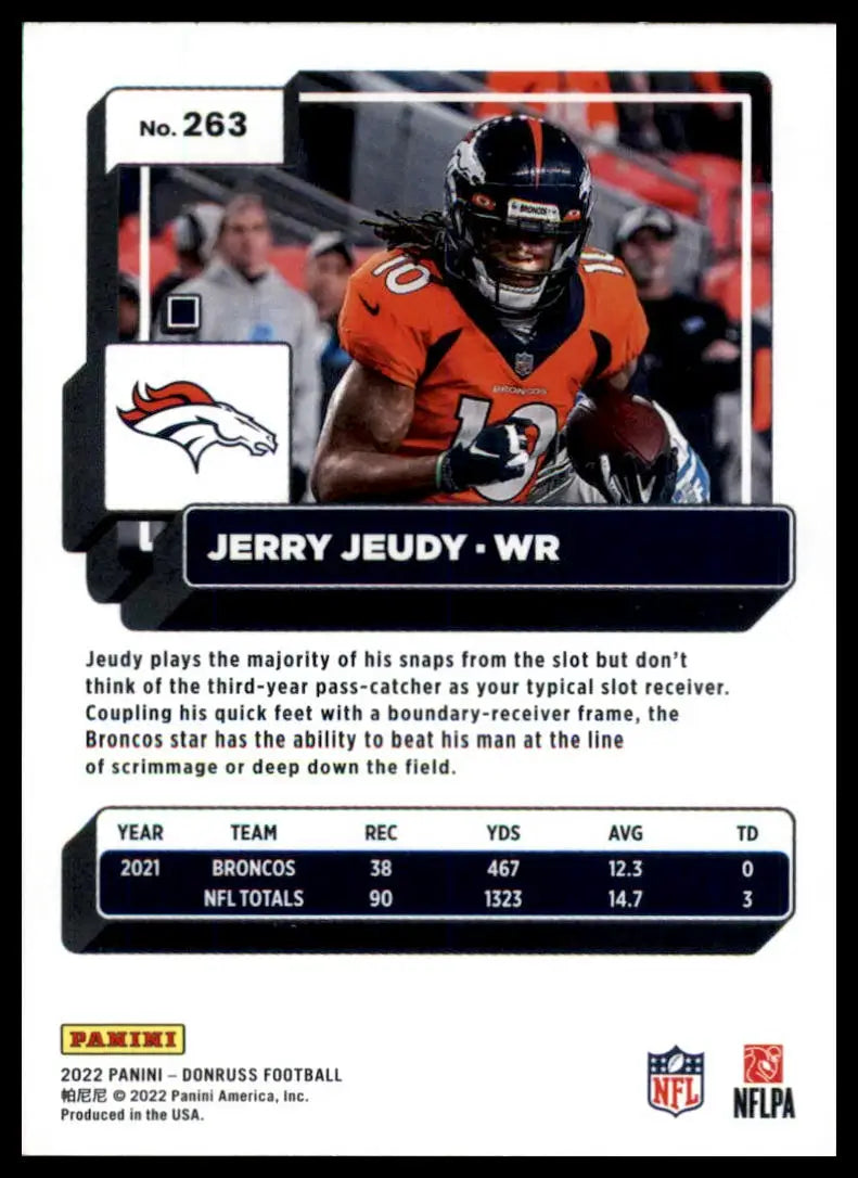 Jerry Jeudy football card from 2022 Donruss #263 Denver Broncos product
