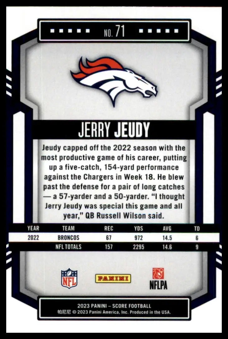 Jerry Jeudy football card from Jerry Jeudy 2023 Score Denver Broncos collection