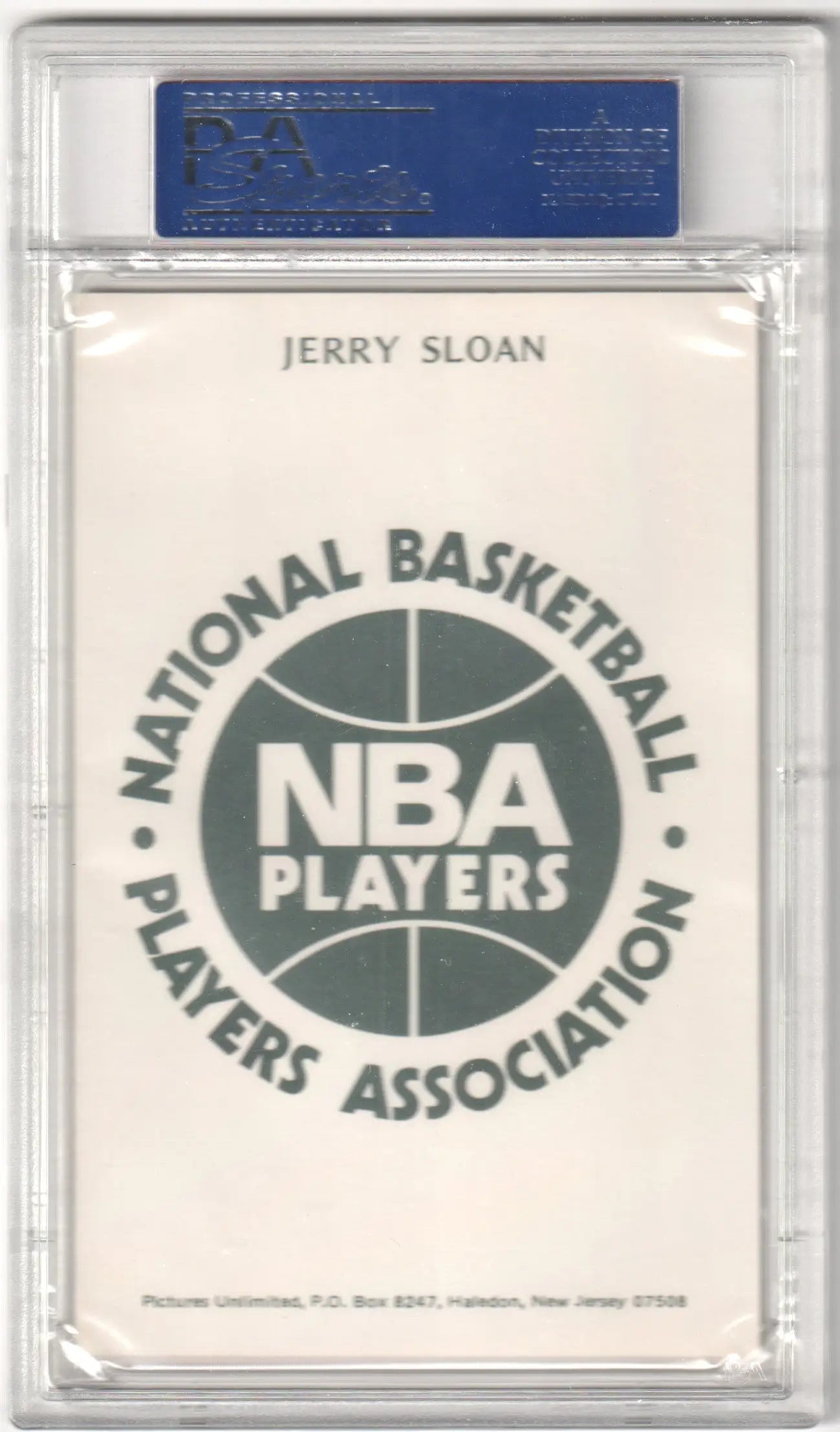Graded Jerry Sloan NBA Players Association postcard from Columbia Hobby featuring basketball card