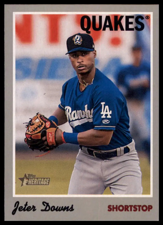Baseball card featuring Jeter Downs from Topps Heritage Minor League Rancho Cucamonga Quakes