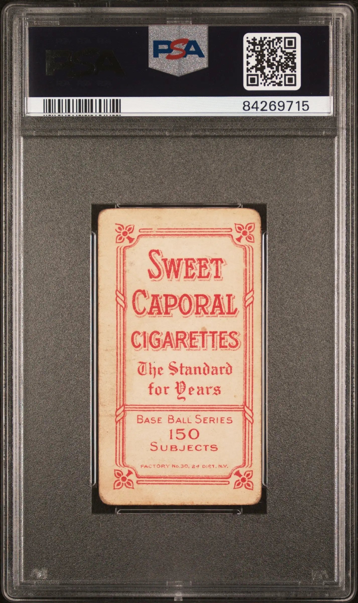 Vintage Jim Delehanty Delahanty T206 Sweet Caporal cigarette card in graded case