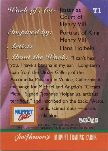 Trading card showcasing Muppet art inspired by Jester at Court of Henry VIII