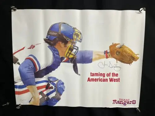 Texas Rangers baseball poster featuring Jim Sundberg Taming of the American West 1978