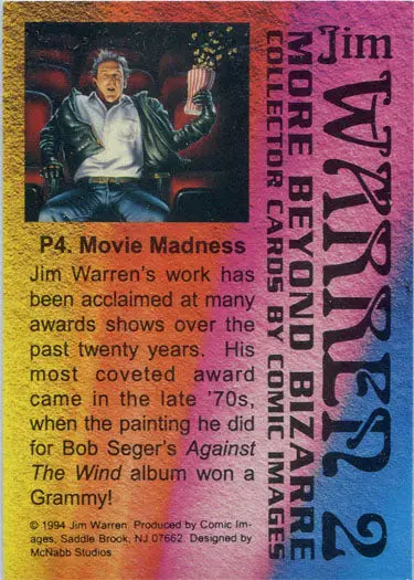 Trading card of a man with a glass from Jim Warren Prism Chase Card Movie Madness