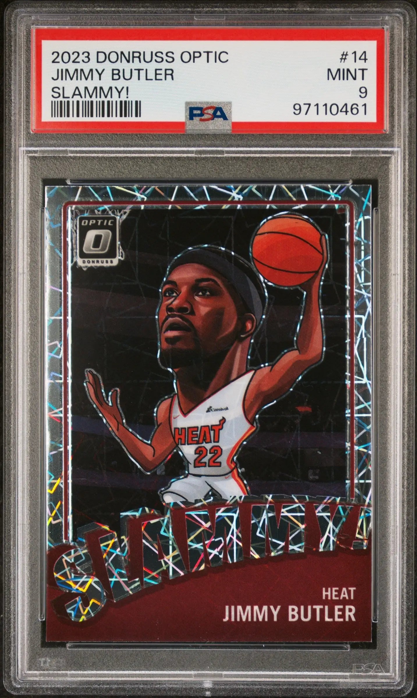 Graded Jimmy Butler basketball card from Donruss Optic Slammy PSA 9 Mint collection
