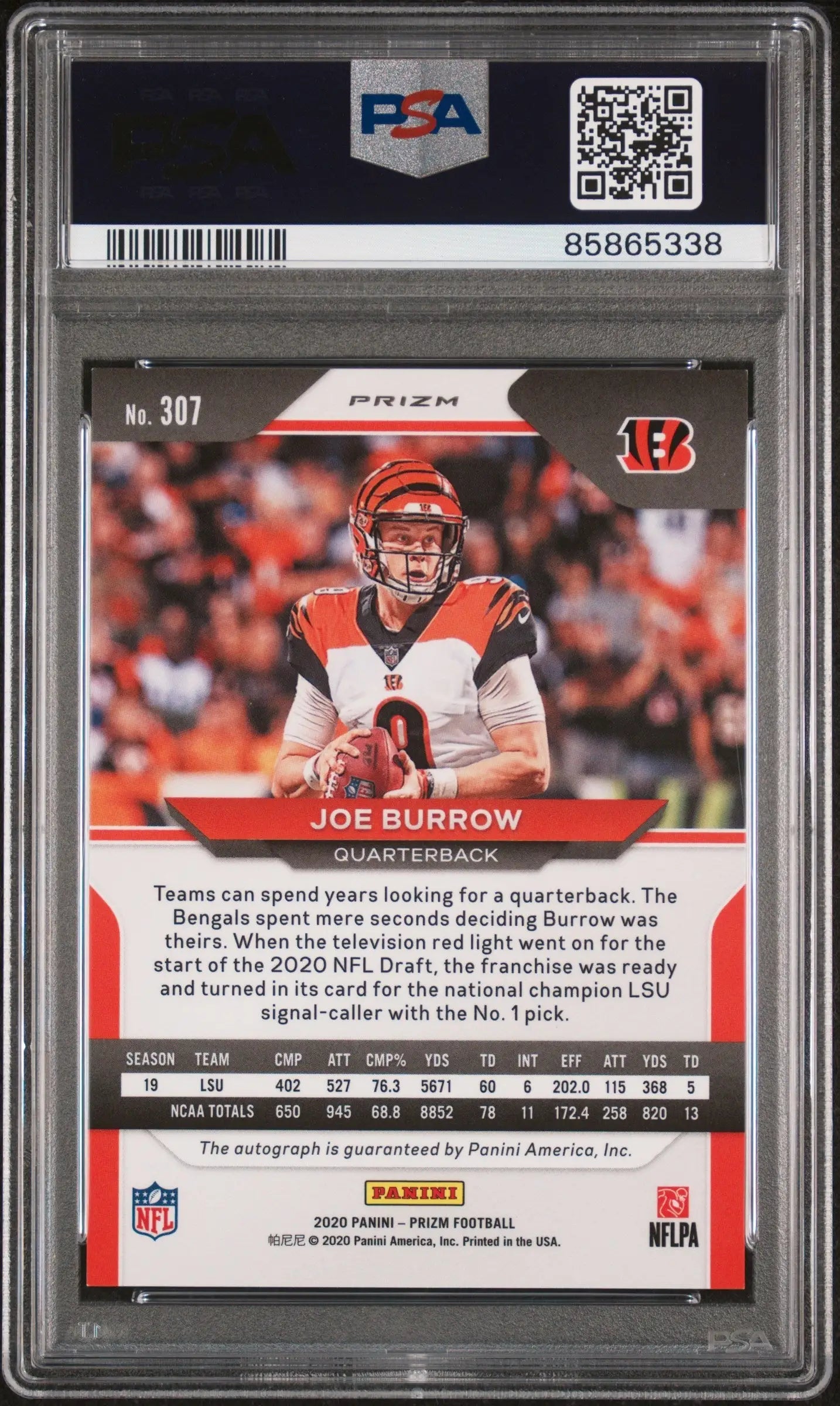 Joe Burrow 2020 Prizm Auto RC PSA 9 Auto 10 - Singles