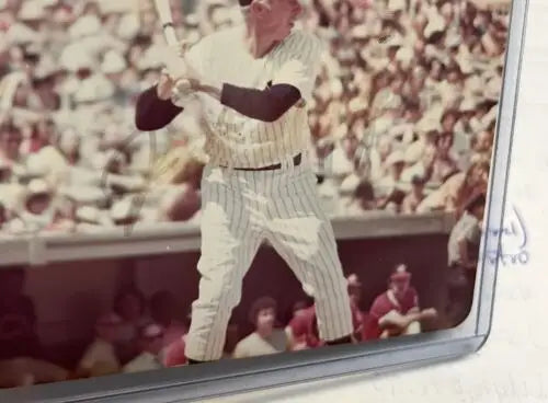 Baseball player at bat in Joe DiMaggio New York Yankees trading cards snapshot