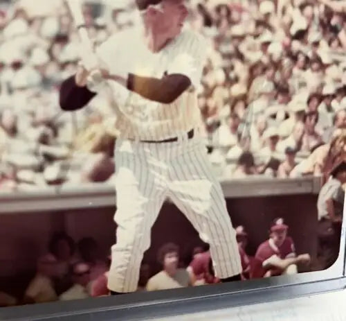 Baseball player at bat in Joe DiMaggio New York Yankees photo for trading cards