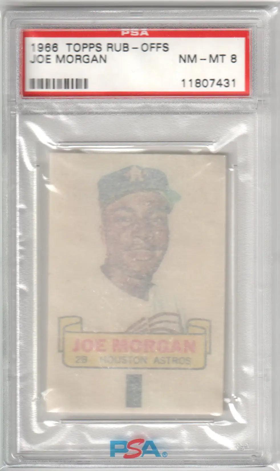 Graded Joe Morgan 1966 Topps Rub-Offs baseball card from Columbia Hobby