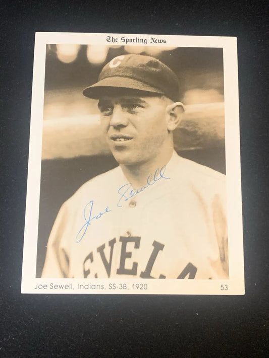 Vintage Joe Sewell Baseball Card from Sporting News Conlon Collection 4x5 AUTO JSA