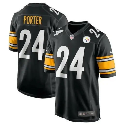Black and gold Pittsburgh Steelers Joey Porter Jr. 2023 NFL Draft Game Jersey