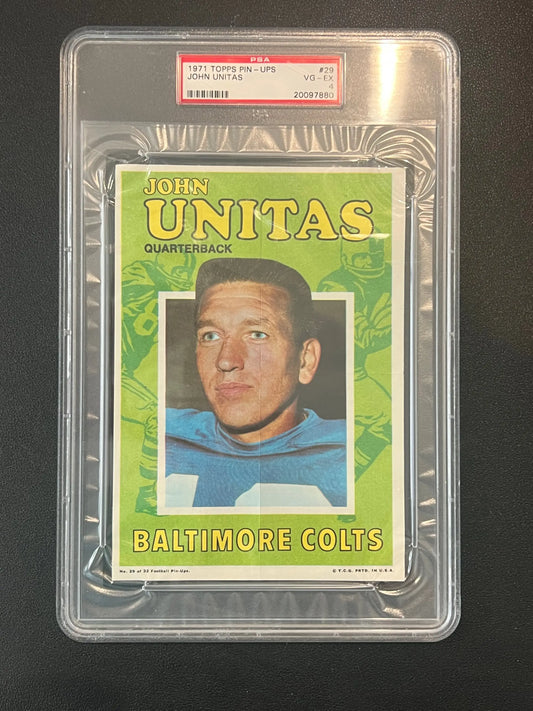 Graded JOHN JOHNNY UNITAS football card from TOPPS PIN-UPS collection at Columbia Hobby