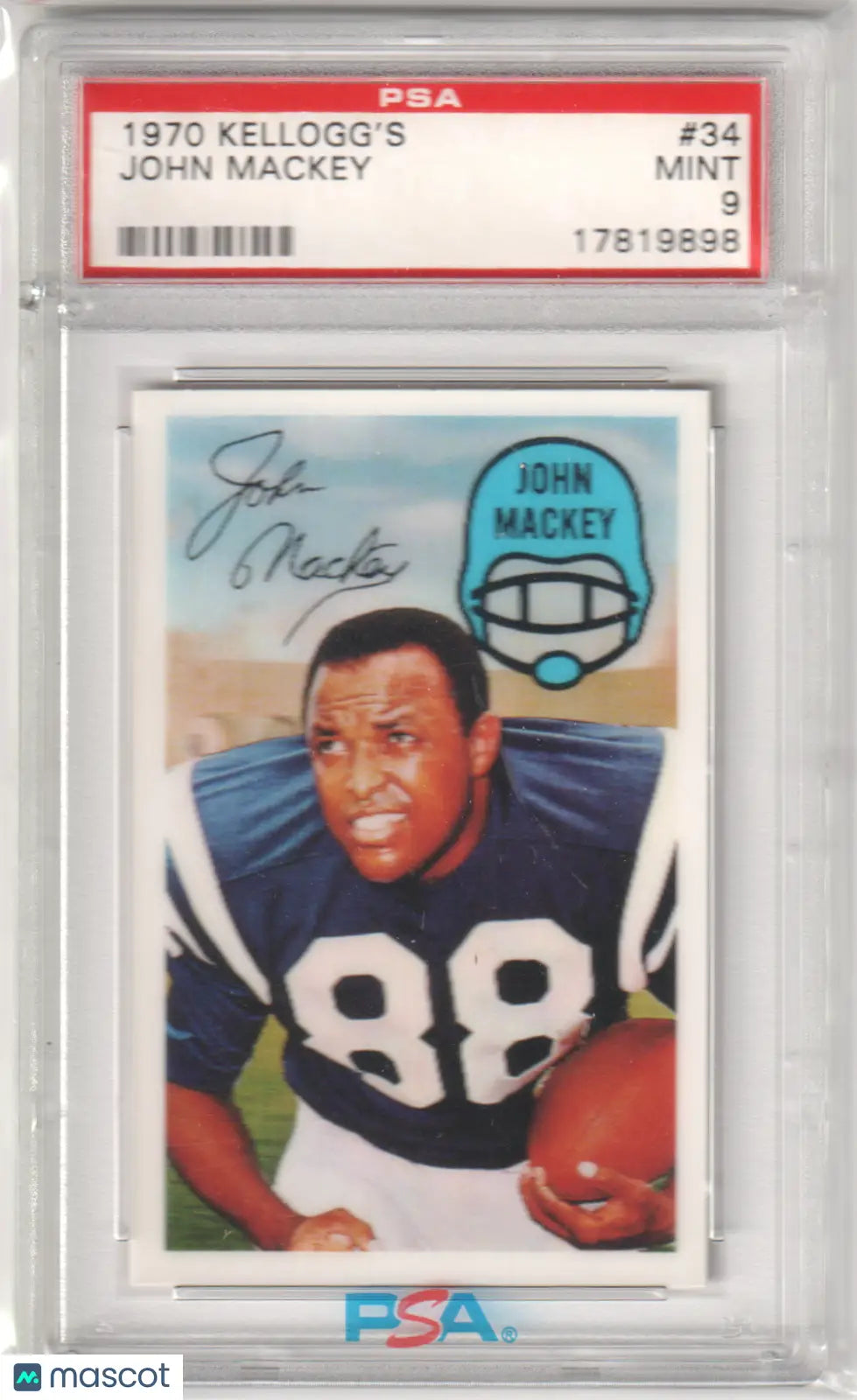 John Mackey 1970 Kelloggs 3D Super Stars football card graded PSA Mint 9 from Columbia Hobby