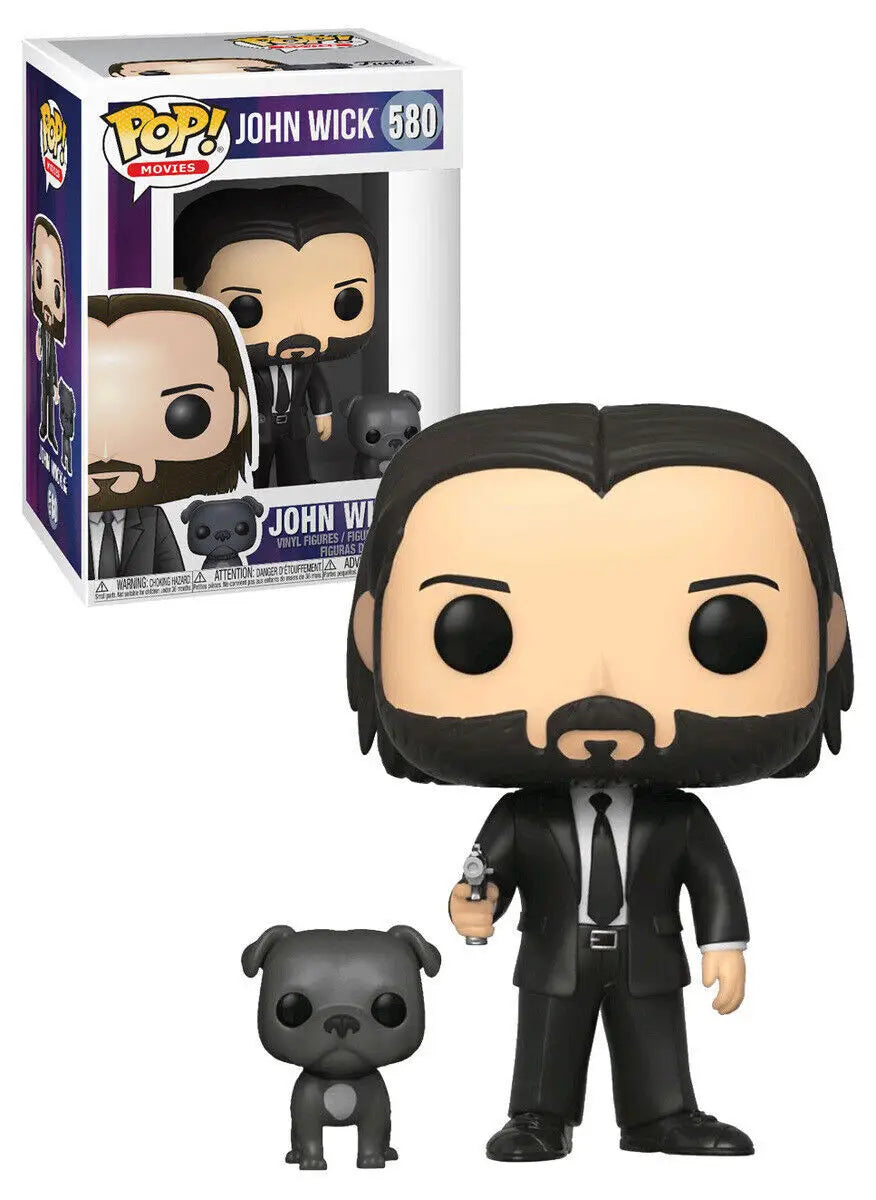 John Wick with Dog Funko Pop vinyl figure #580 in black suit and small dog