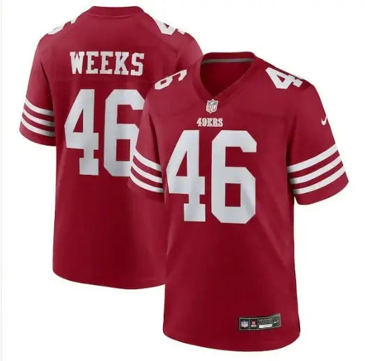 Red San Francisco 49ers Jon Weeks Nike Team Game Jersey with number 46