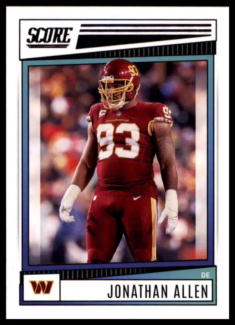 Jonathan Allen football card from 2022 Score series featuring Washington Commanders player
