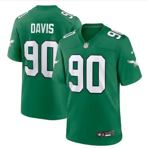 Green Jordan Davis Philadelphia Eagles Nike Alternate Game Jersey with number 90 and DAVIS on back