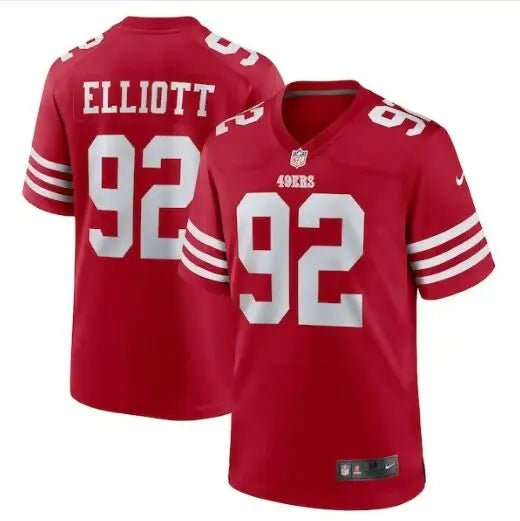 Red Jordan Elliott San Francisco 49ers Nike Game Jersey with Elliott 92 number