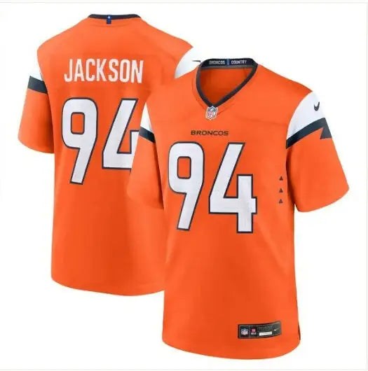 Orange Denver Broncos Jordan Jackson Nike Team Game Jersey featuring Jackson’s number 94