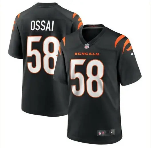 Black Cincinnati Bengals Joseph Ossai football jersey with number 58 on the back