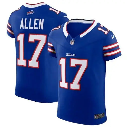 Blue Buffalo Bills Nike Vapor F.U.S.E. Elite Jersey worn by Josh Allen in royal color