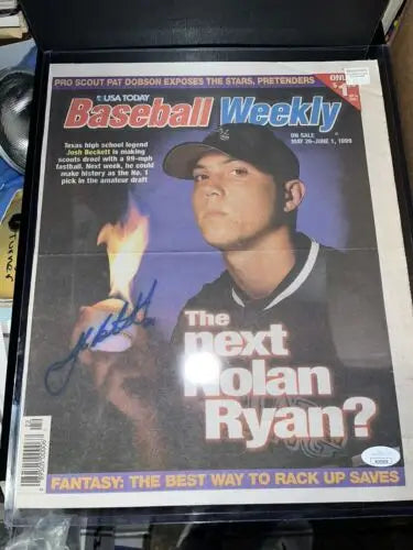 Josh Beckett Signed Auto High School Baseball Weekly Magazine Red Sox Collectible
